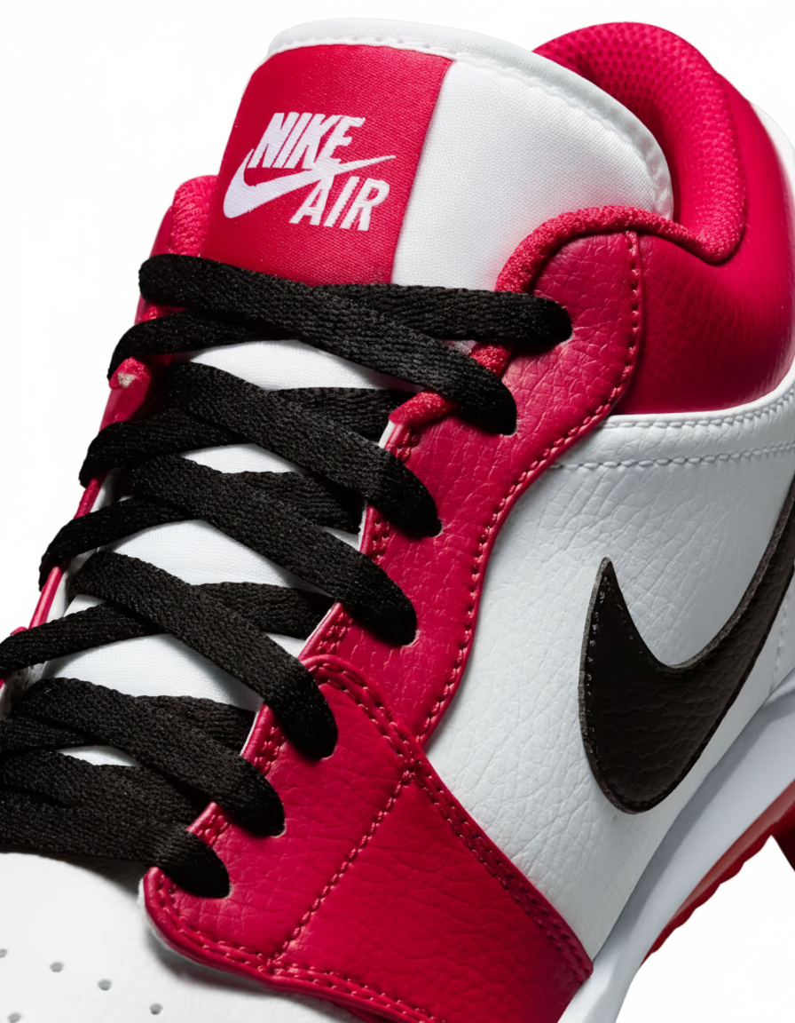 Jordan 1 Retro MCS Low Men’s Baseball Cleats Red/White/Black - Image 4