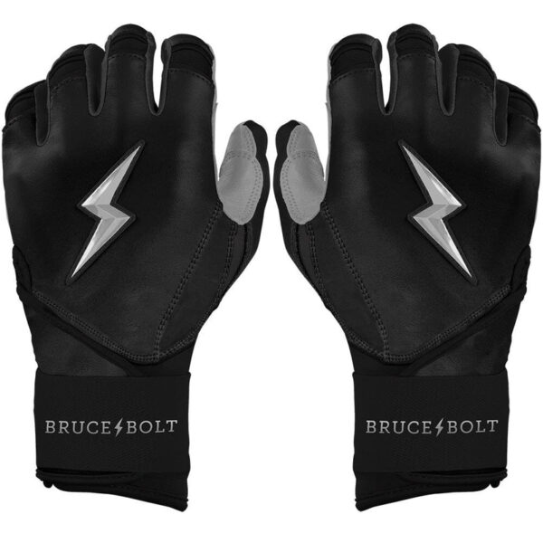 Bruce Bolt Chrome Series Long Cuff Black Batting Gloves