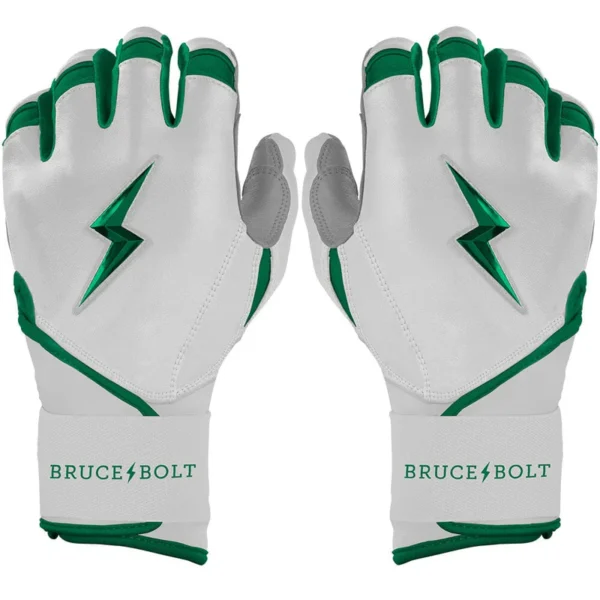 Bruce Bolt Chrome Series Long Cuff Green Batting Gloves