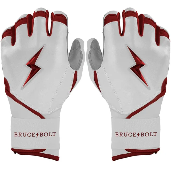 Bruce Bolt Chrome Series Long Cuff Maroon Batting Gloves