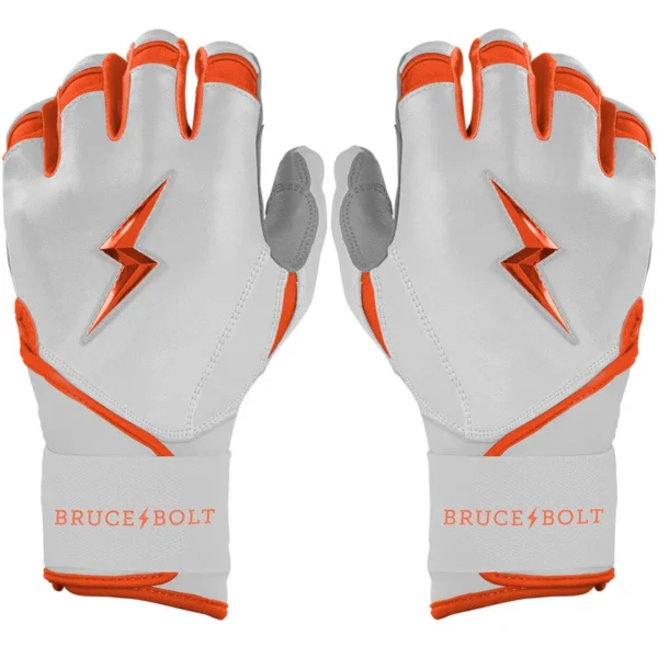 Bruce Bolt Chrome Series Long Cuff Orange Batting Gloves