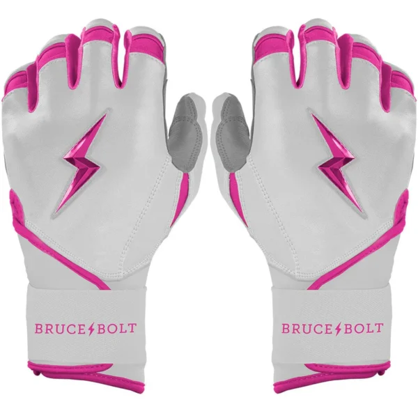 Bruce Bolt Chrome Series Long Cuff Pink Batting Gloves