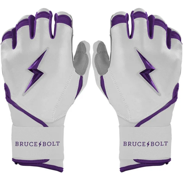 Bruce Bolt Chrome Series Long Cuff Purple Batting Gloves