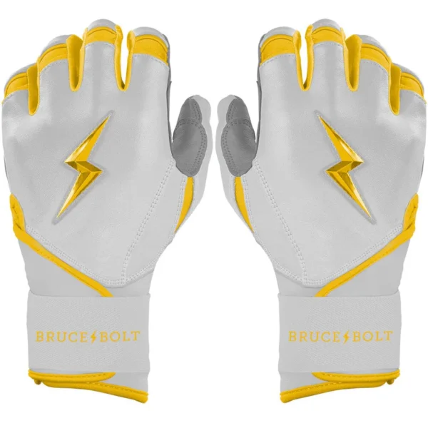Bruce Bolt Chrome Series Long Cuff Yellow Batting Gloves