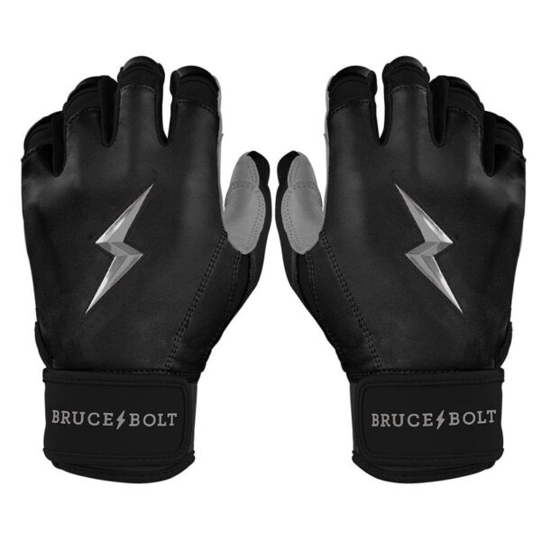 Bruce Bolt Chrome Series Short Cuff Black Batting Gloves
