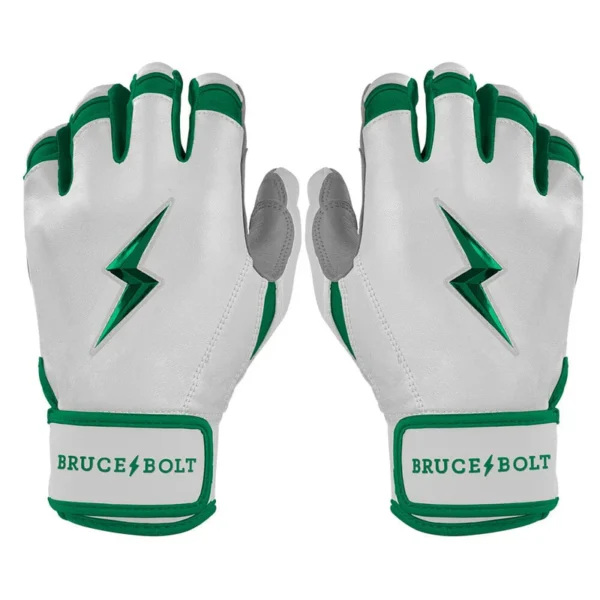Bruce Bolt Chrome Series Short Cuff Green Batting Gloves