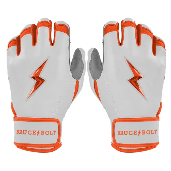 Bruce Bolt Chrome Series Short Cuff Orange Batting Gloves