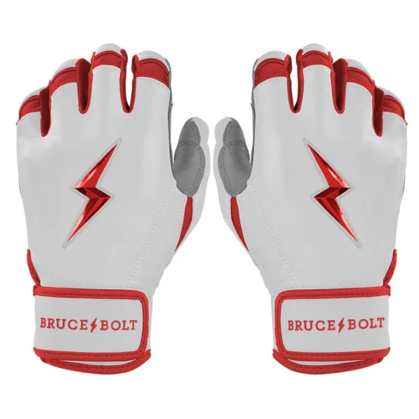 Bruce Bolt Chrome Series Short Cuff Red Batting Gloves