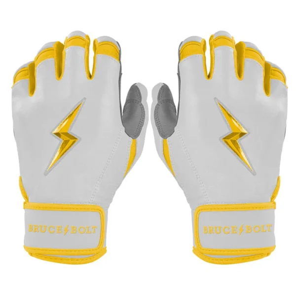 Bruce Bolt Chrome Series Short Cuff Yellow Batting Gloves